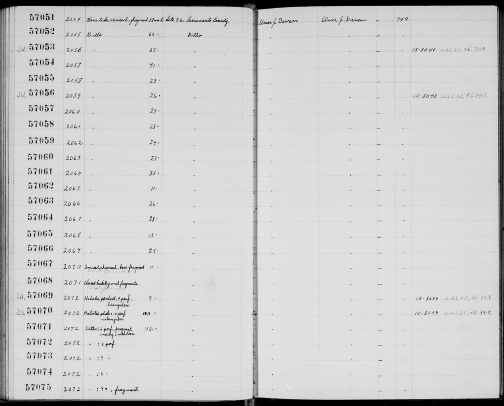 Documentation associated with Hearst Museum object titled Etched bone, accession number 1-57051, described as Bone tube, incised, fragment