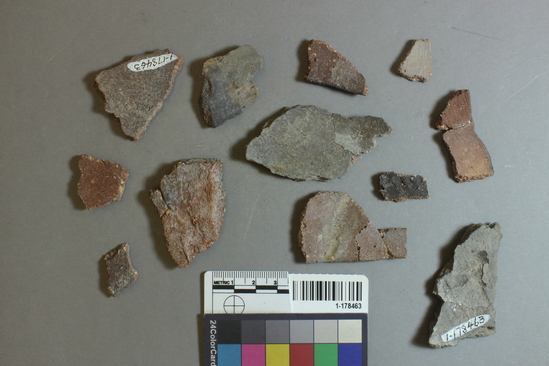 Hearst Museum object titled Potsherds, accession number 1-178463, described as From one area.