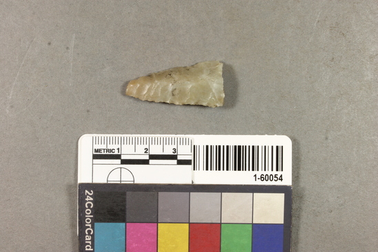 Hearst Museum object titled Projectile point fragment, accession number 1-60054, described as Arrowpoint fragment