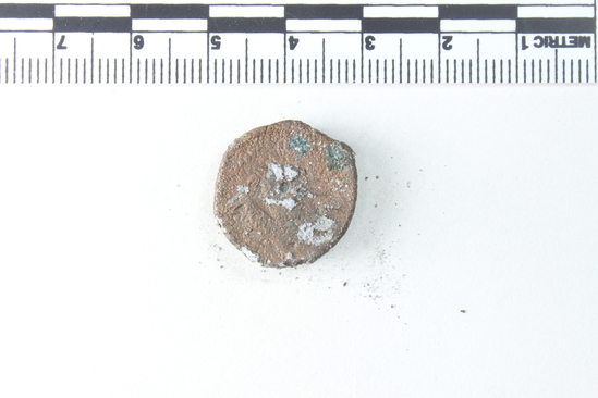 Hearst Museum object titled Coin: æ, accession number 6-22487, described as Diademed head of Zeus Ammon, r. central hole