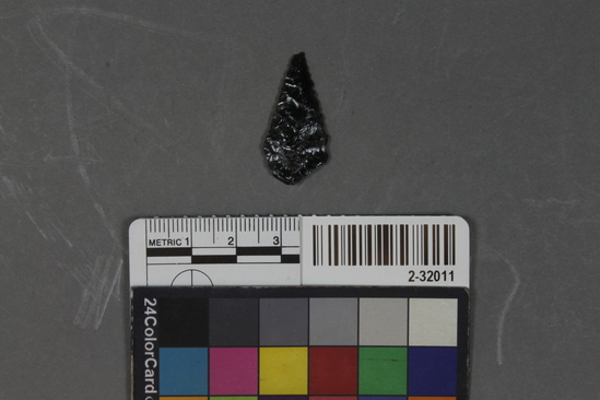 Hearst Museum object titled Point fragment, accession number 2-32011, described as Obsidian.