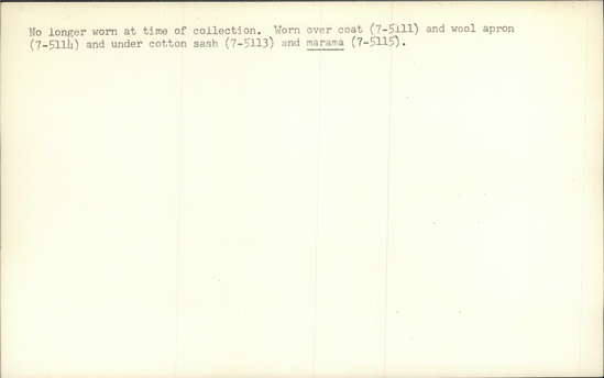 Documentation associated with Hearst Museum object titled Kerchief, accession number 7-5115, described as Woman’s silk kerchief ( svilena marama- “ silk kerchief”; marama is Turkish); worn as a decorative apron; pink, with fringe; 26 3/4 inches wide; 28 inches long