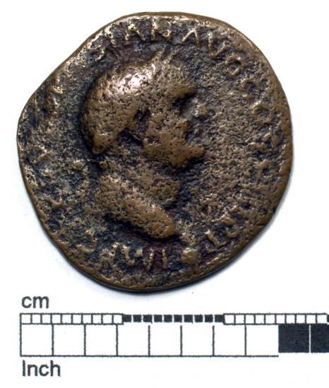 Hearst Museum object titled Coin: æ, accession number 8-7582, described as Coin; Rome; Vespasian.