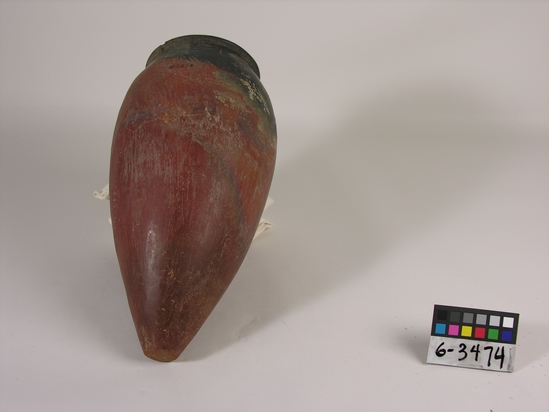 Hearst Museum object titled Broken jar, accession number 6-3474, described as Pottery, red jar top broken