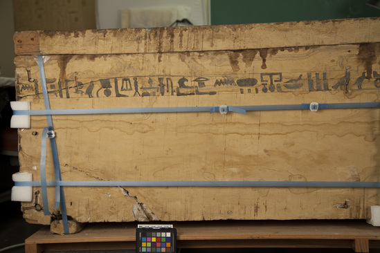 Hearst Museum object titled Coffin, accession number 6-2922, described as Wooden coffin with inscription