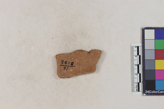 Hearst Museum object 8 of 183 titled Potsherd, accession number 16-8192, described as Potsherd: bodys Section of Manta on beach currently inhabited. Numbers  8111 to 8194 are sherds picked up on beach at low tide.