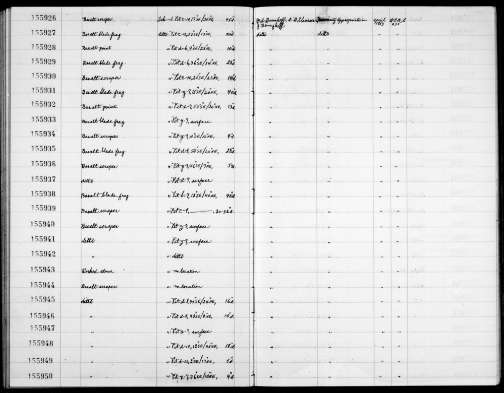 Documentation associated with Hearst Museum object titled Blade fragment, accession number 1-155933, described as Basalt.