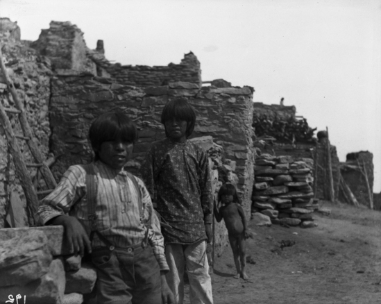 Hearst Museum object titled Black-and-white negative, accession number 15-192, described as Hopi children