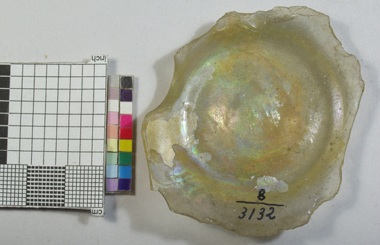 Hearst Museum object 7 of 9 titled Glass, accession number 8-3132, described as Ten vessel bottoms; glass