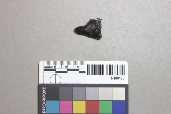 Hearst Museum object titled Projectile point, accession number 1-100170, described as Obsidian, concave base fragment.