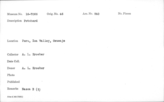Documentation associated with Hearst Museum object titled Cloth, accession number 4-7066, described as Partially finished square piece of cotton cloth with large brown and white stripes formed by warp. About 21” square