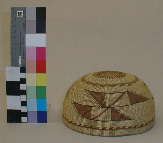 Hearst Museum object titled Hat, accession number 1-70947, described as Twined basketry.