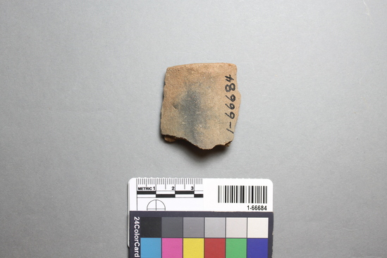 Hearst Museum object titled Potsherd, accession number 1-66684, described as Hakum Brown (Residual clay), canteen rim.