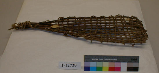 Hearst Museum object titled Seed beater, accession number 1-12729, described as Very long, cross-woven seed beater.