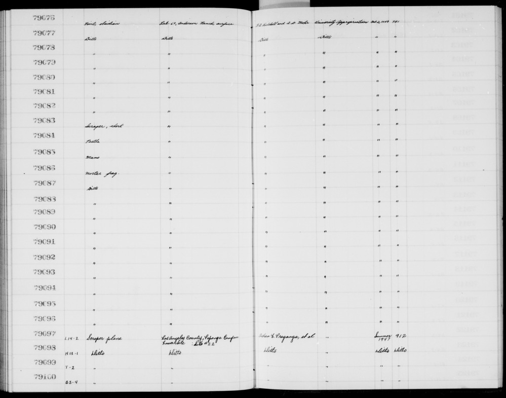 Documentation associated with Hearst Museum object titled Point, accession number 1-79079, described as Obsidian.