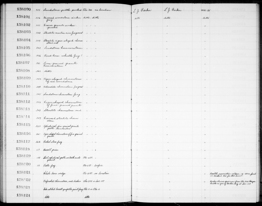 Documentation associated with Hearst Museum object titled Charmstone, accession number 1-138111, described as Fragment, of sandstone