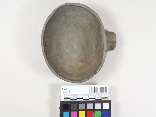 Hearst Museum object 2 of 7 titled Ladle, accession number 2-3647, described as Dipper-bowl with broken handle.