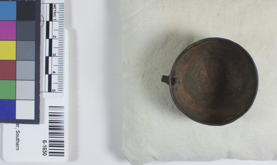 Hearst Museum object 10 of 12 titled Model basin, accession number 6-1650, described as Copper model basin/ewer with spout