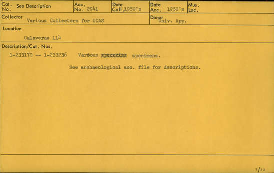 Documentation associated with Hearst Museum object titled Shell fragment, accession number 1-233228, described as shell fragment