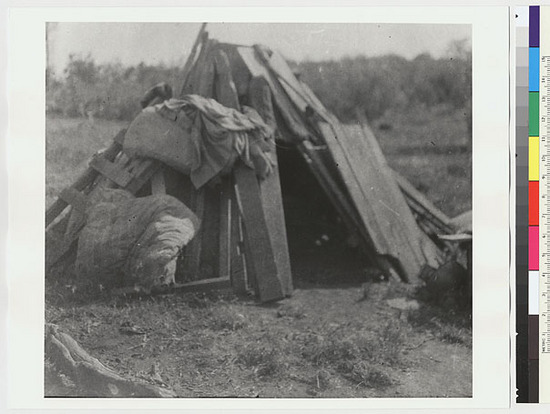 Hearst Museum object titled Black-and-white negative, accession number 15-5572, described as Front view, Miwok house