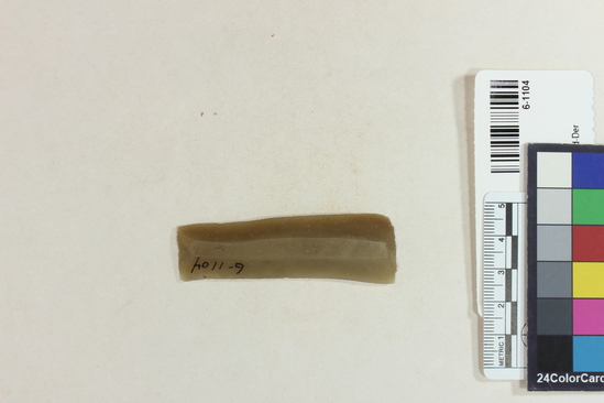 Hearst Museum object titled Blade, accession number 6-1104, described as Thin flint blade