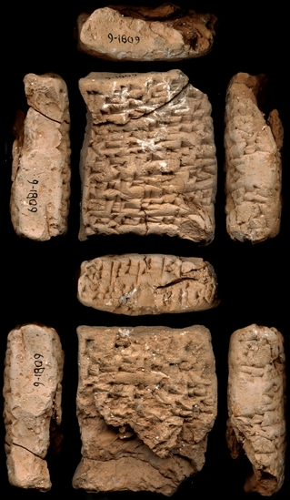 Hearst Museum object titled Cuneiform tablet, accession number 9-1809, described as Cuneiform tablet; 45 x 35 x 15 mm