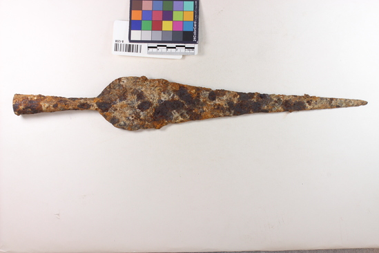 Hearst Museum object 2 of 4 titled Spearhead, accession number 8-1238, described as Iron spearhead