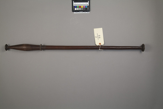 Hearst Museum object titled Club, accession number 11-97, described as Club, spindle-shaped head