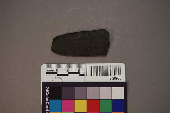 Hearst Museum object titled Flint blade fragment, accession number 2-28985, described as Flint blade fragment