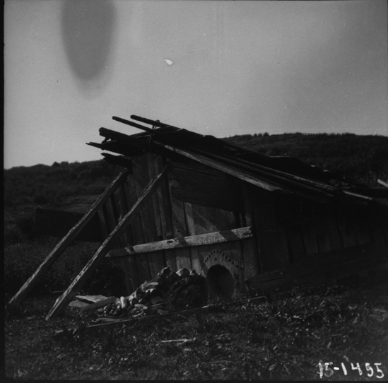 Hearst Museum object titled Black-and-white negative, accession number 15-1455, described as House used for jumping dance (cf 164)