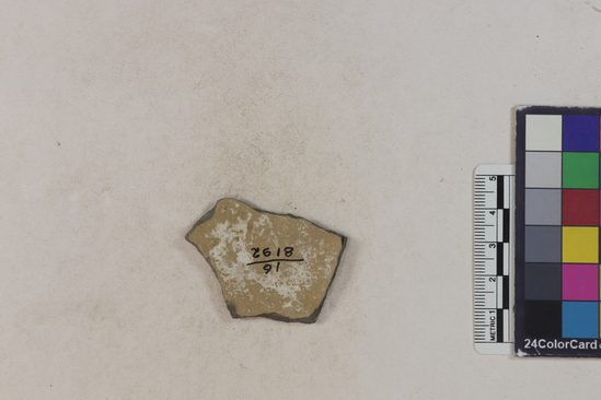 Hearst Museum object 103 of 183 titled Potsherd, accession number 16-8192, described as Potsherd: bodys Section of Manta on beach currently inhabited. Numbers  8111 to 8194 are sherds picked up on beach at low tide.