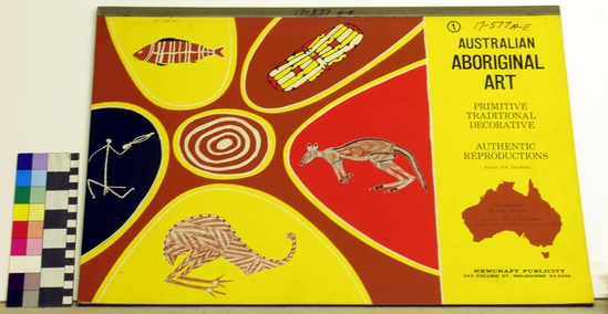 Hearst Museum object titled Silkscreen, accession number 17-577a-e, described as Album of Aboriginal Australian designs. First in a series of four.