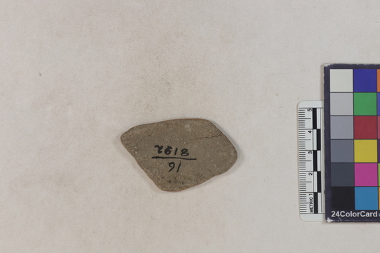 Hearst Museum object 83 of 183 titled Potsherd, accession number 16-8192, described as Potsherd: bodys Section of Manta on beach currently inhabited. Numbers  8111 to 8194 are sherds picked up on beach at low tide.