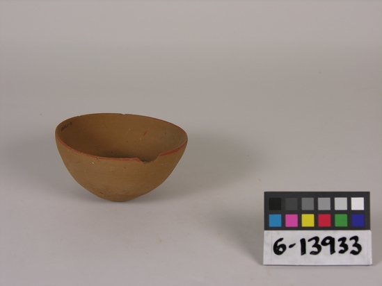 Hearst Museum object titled Bowl, accession number 6-13933, described as pottery bowl; diameter 11- height 4 cm