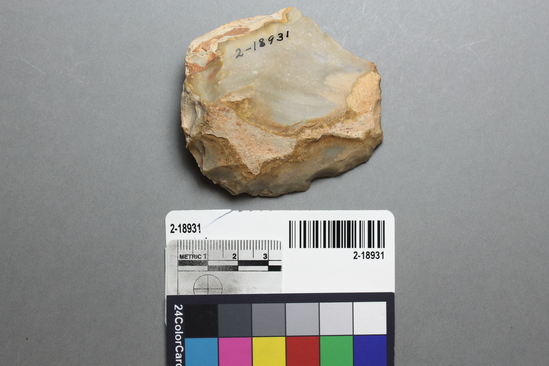 Hearst Museum object titled Scraper, accession number 2-18931, described as Chert nodule with bulb of percussion