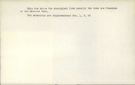 Documentation associated with Hearst Museum object titled Musical bow, accession number 1-10789, described as Musical bow made of elderberry wood with sinew string.