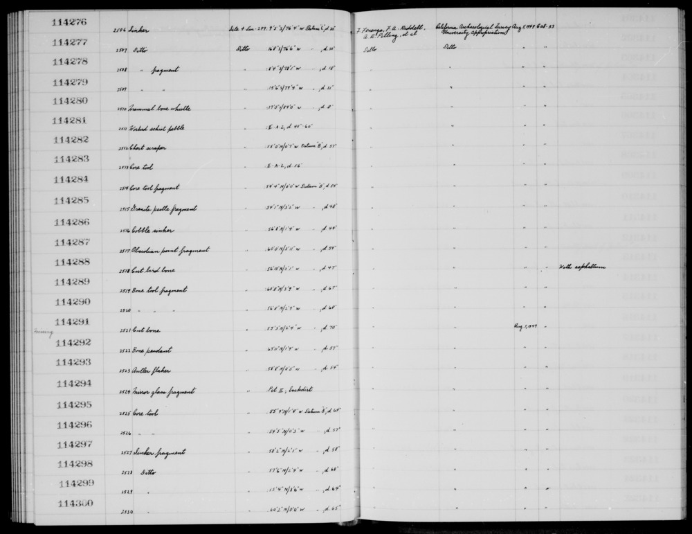 Documentation associated with Hearst Museum object titled Worked bone, accession number 1-114290, described as Bone.