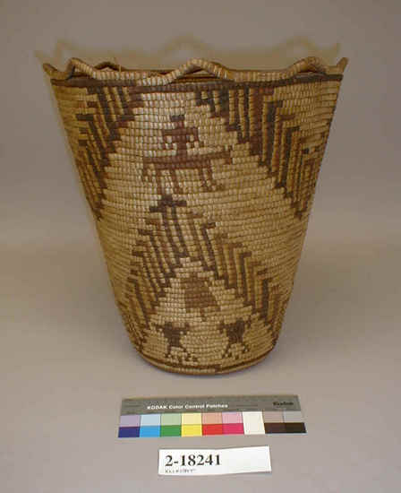 Hearst Museum object titled Basket, accession number 2-18241, described as Coiled, imbricated, round.