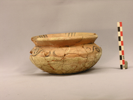 Hearst Museum object 2 of 5 titled Bowl, accession number 4-2904, described as Bowl, red scrolls in black