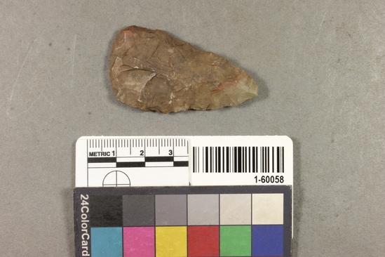 Hearst Museum object titled Projectile point fragment, accession number 1-60058, described as Arrowpoint fragment