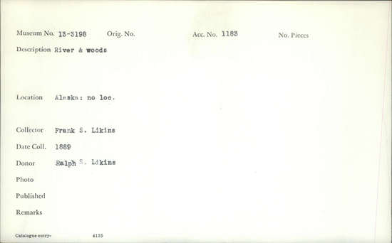 Documentation associated with Hearst Museum object titled Photograph, accession number 13-3198, described as River & woods