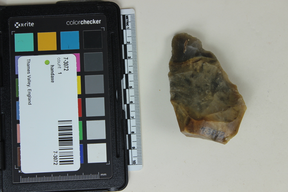 Hearst Museum object 2 of 2 titled Handaxe, accession number 7-3072, described as Hand-axe, chert