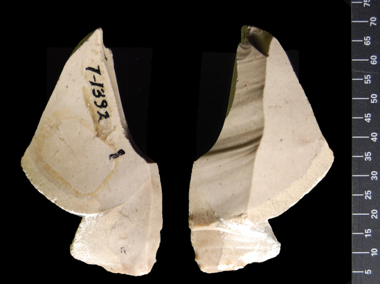 Hearst Museum object 2 of 2 titled Burin, accession number 7-1392, described as flint; burins bec-de-flute (spall order)