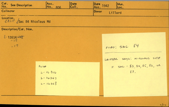 Documentation associated with Hearst Museum object titled Awl, accession number L-12614, described as Bone