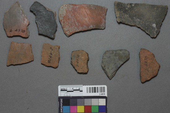 Hearst Museum object titled Potsherds, accession number 2-4978, described as Redware potsherds, over 100 +.