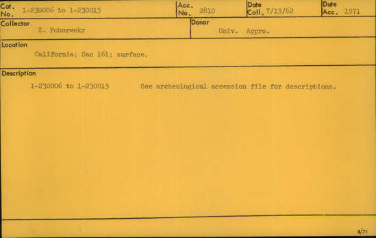 Documentation associated with Hearst Museum object titled Baked clay object, accession number 1-230011, described as Net sinker fragment