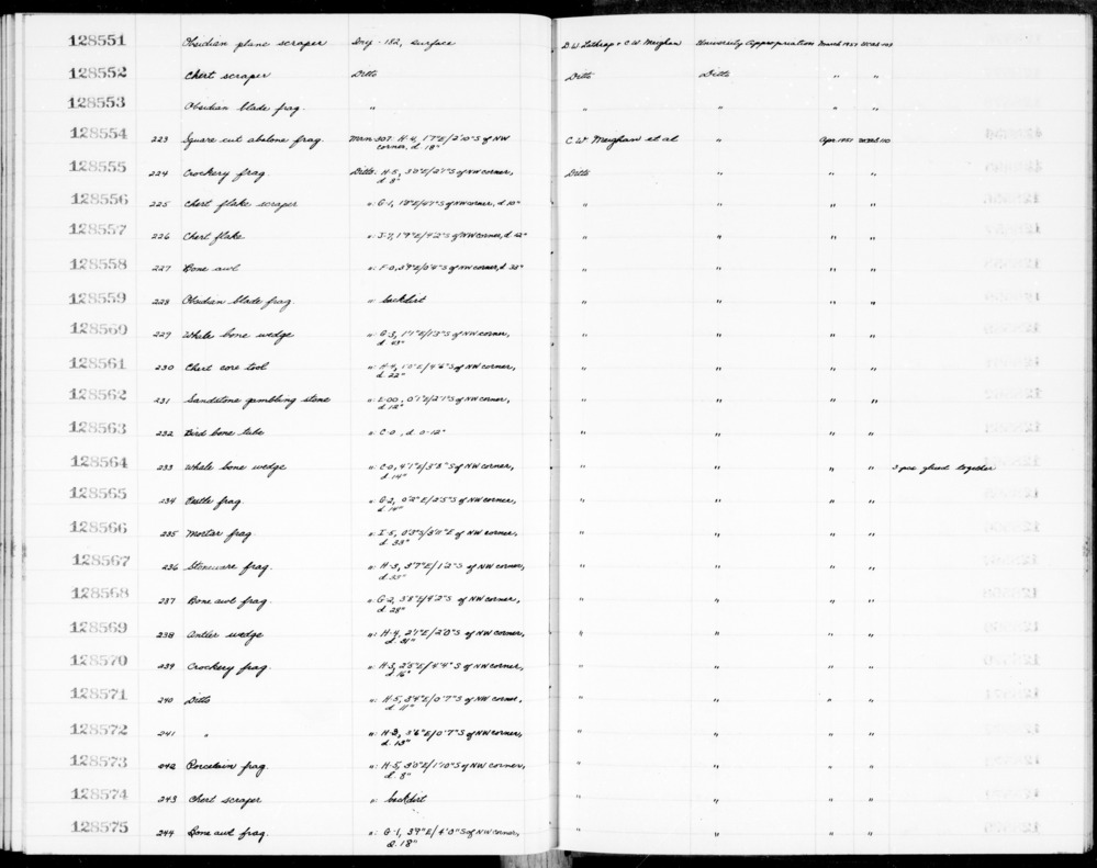 Documentation associated with Hearst Museum object titled Shell fragment, accession number 1-128554, described as Square cut abalone fragment.