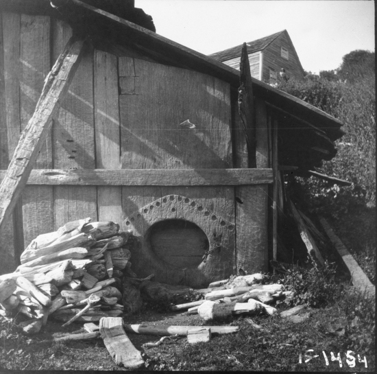 Hearst Museum object titled Black-and-white negative, accession number 15-1454, described as Door of old house (in which to prepare for jumping dance).