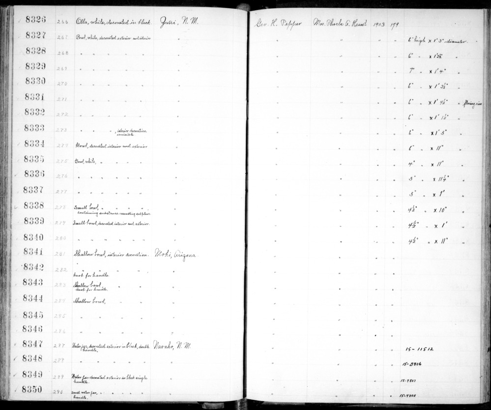 Documentation associated with Hearst Museum object titled Bowl, accession number 2-8333, described as White, decorated, design of stepped triangles and circular elements, interior decoration invisible, design painted in dark brown and red, red base.