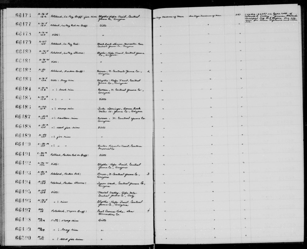 Documentation associated with Hearst Museum object titled Potsherd, accession number 1-66477.2, described as potsherd